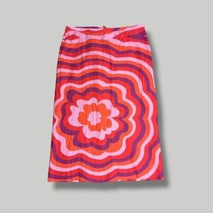 Zara linen cotton belted retro flower pattern long midi / maxi skirt XXL